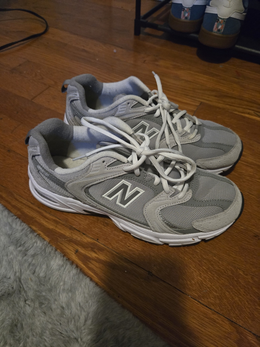 New Balance Grey Mesh Lace-Up Sneakers